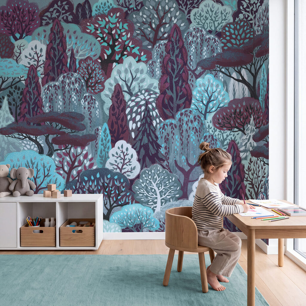 Herten tussen sierlijke bomen — interieur 1