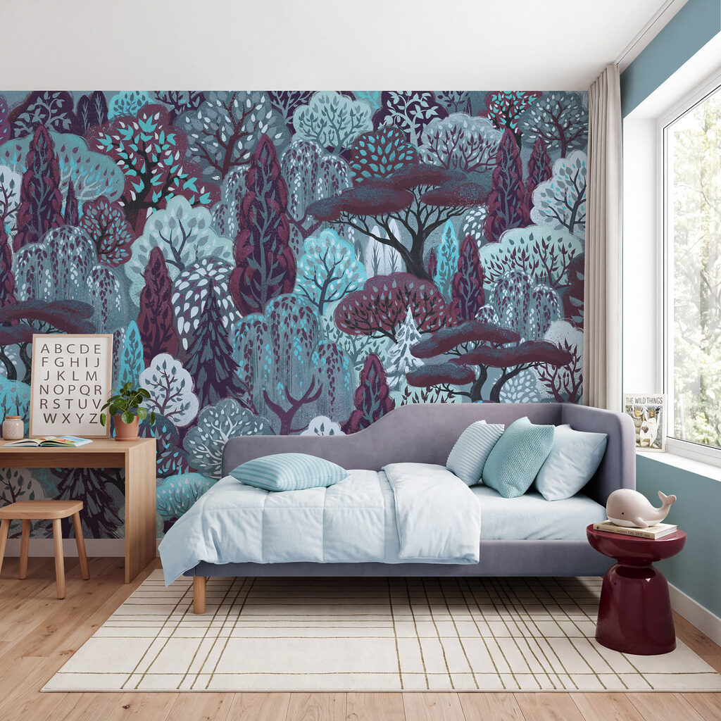 Herten tussen sierlijke bomen — interieur 3