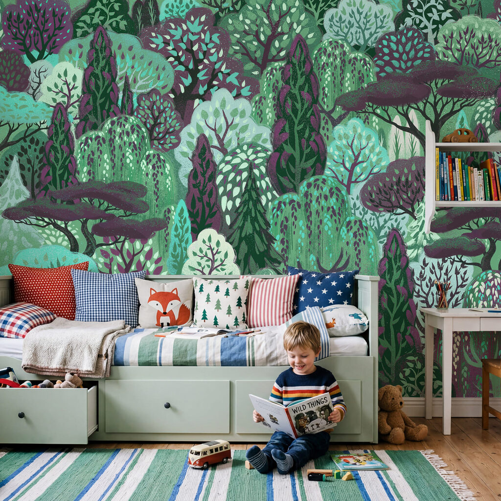Herten tussen sierlijke bomen — interieur 1