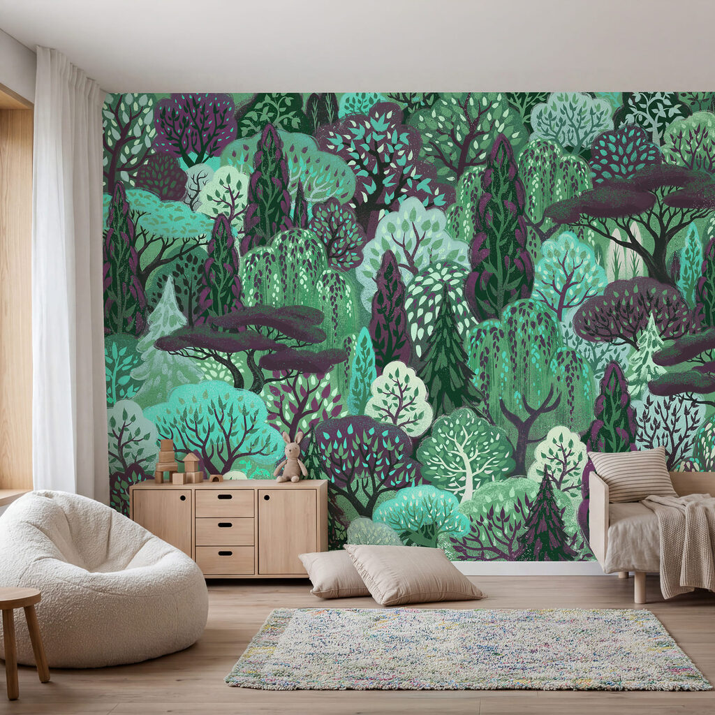 Herten tussen sierlijke bomen — interieur 2