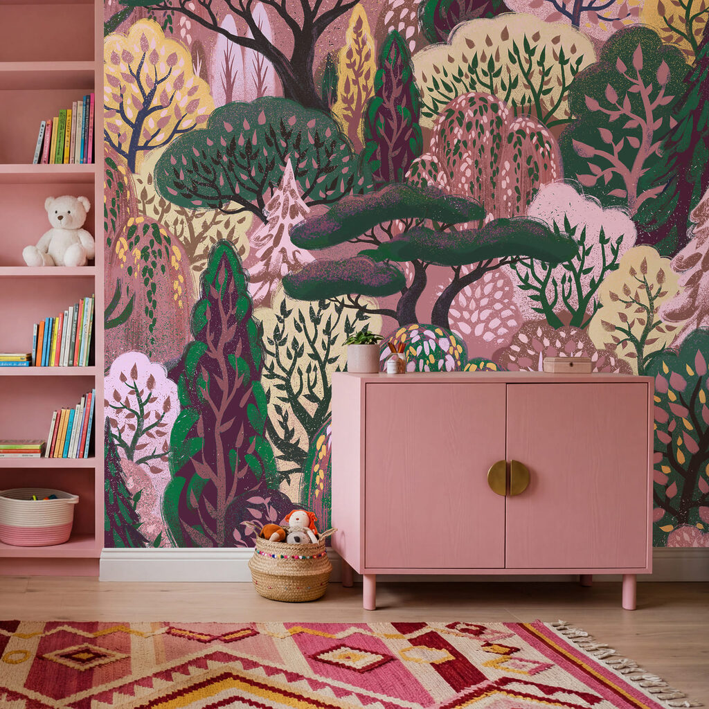 Herten tussen sierlijke bomen — interieur 1
