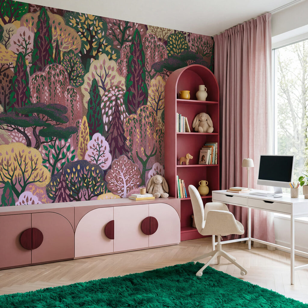 Herten tussen sierlijke bomen — interieur 2