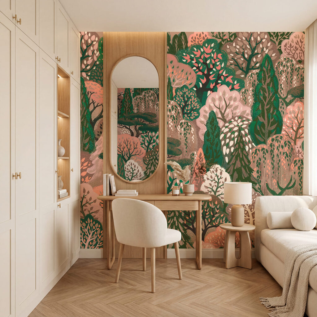 Herten tussen sierlijke bomen — interieur 1
