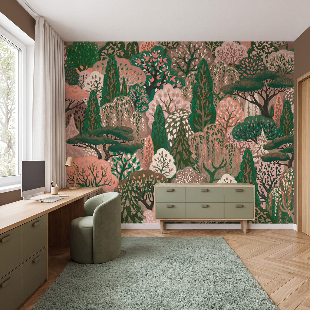 Herten tussen sierlijke bomen — interieur 2