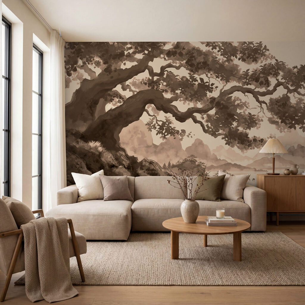 Boom op een heuvel aan het water — interieur 1