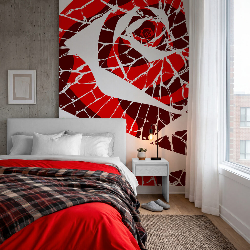 Roos in gebroken kleurstukjes — interieur 2