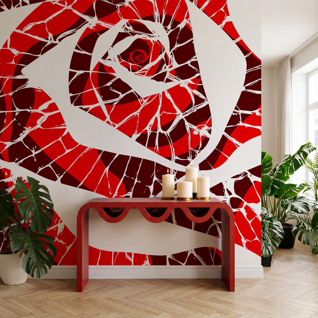 Roos in gebroken kleurstukjes — interieur 3