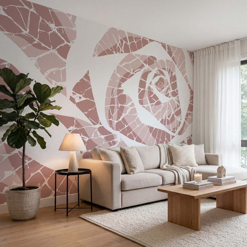 Roos in gebroken kleurstukjes — interieur 1