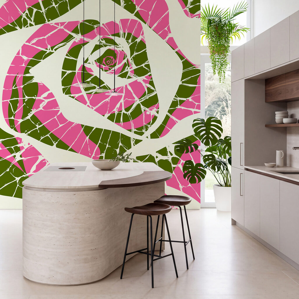 Roos in gebroken kleurstukjes — interieur 1