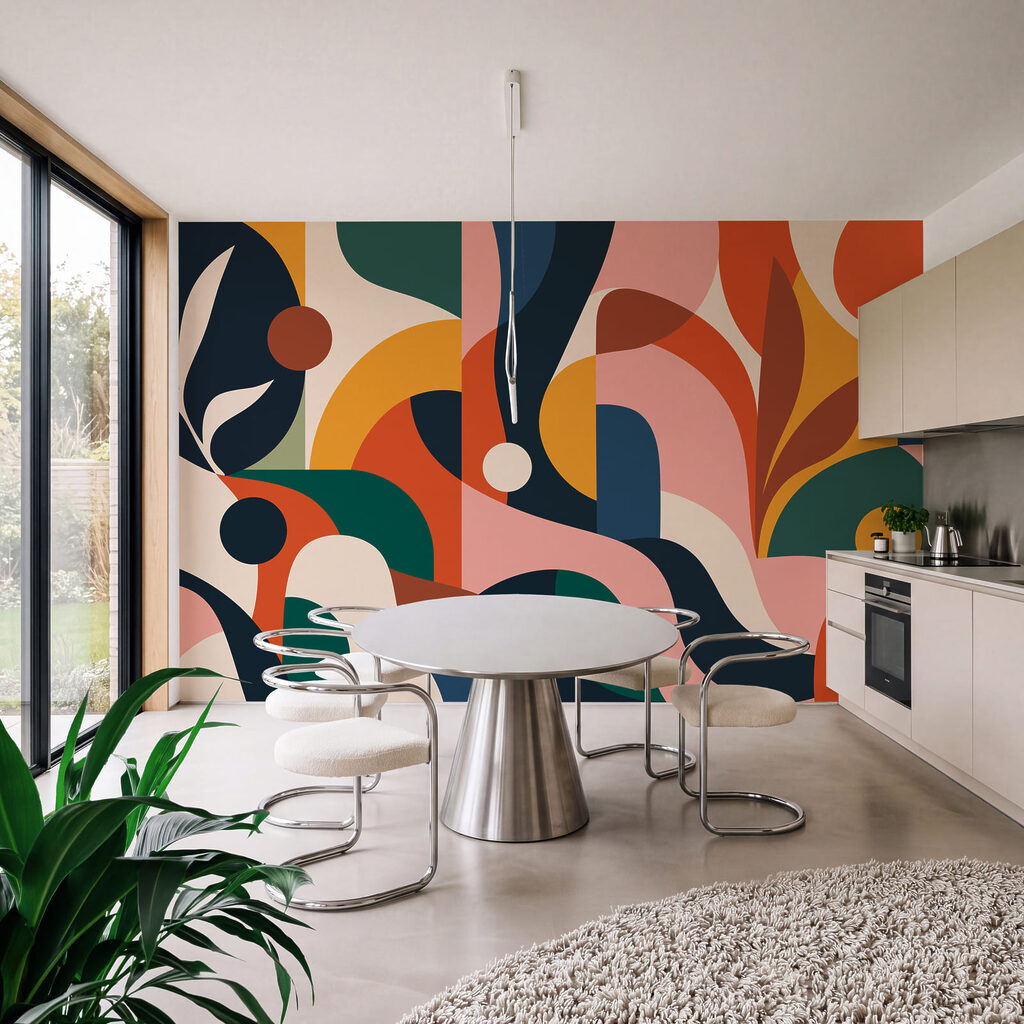Kleurbanen rond kleine bladtakken — interieur 4