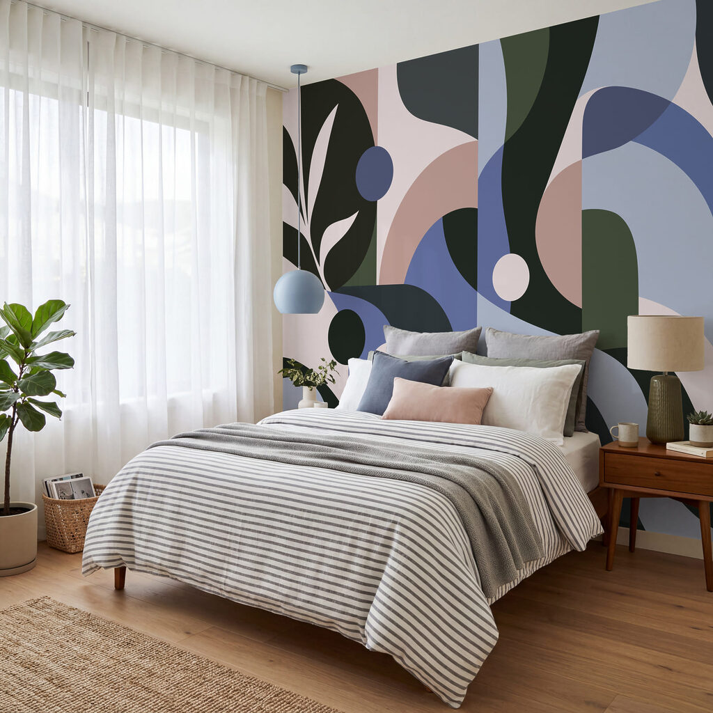 Kleurbanen rond kleine bladtakken — interieur 1