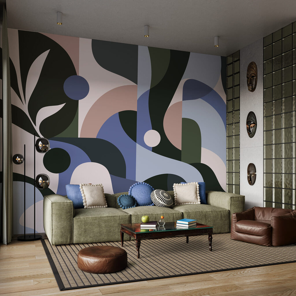 Kleurbanen rond kleine bladtakken — interieur 3