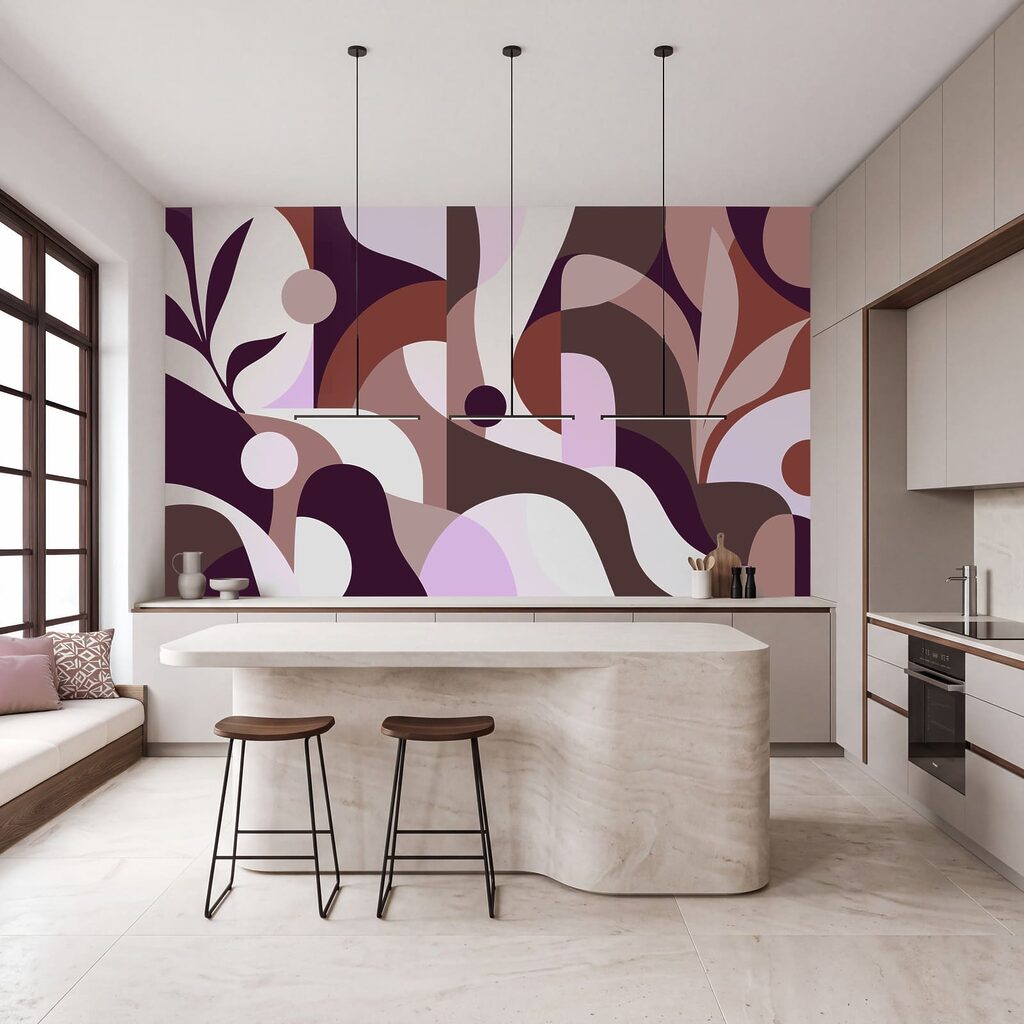 Kleurbanen rond kleine bladtakken — interieur 2