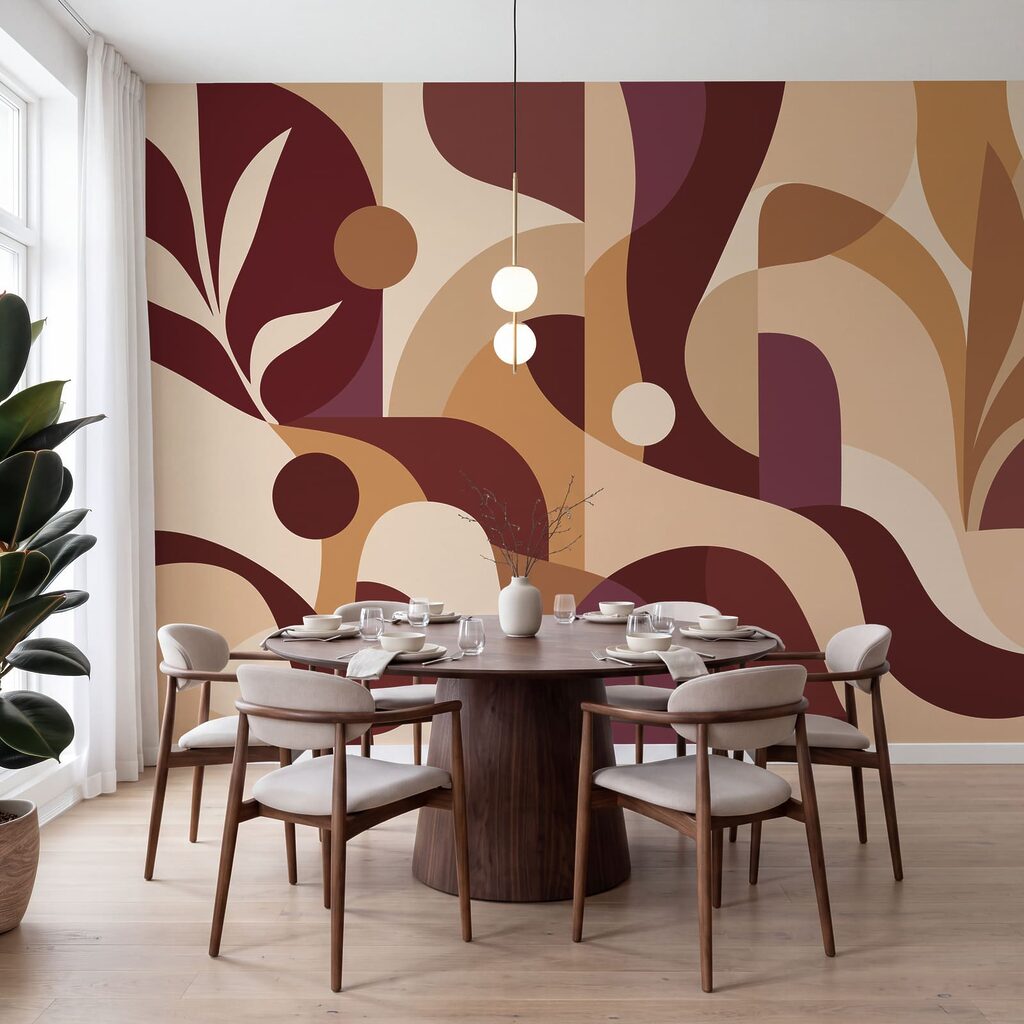 Kleurbanen rond kleine bladtakken — interieur 1