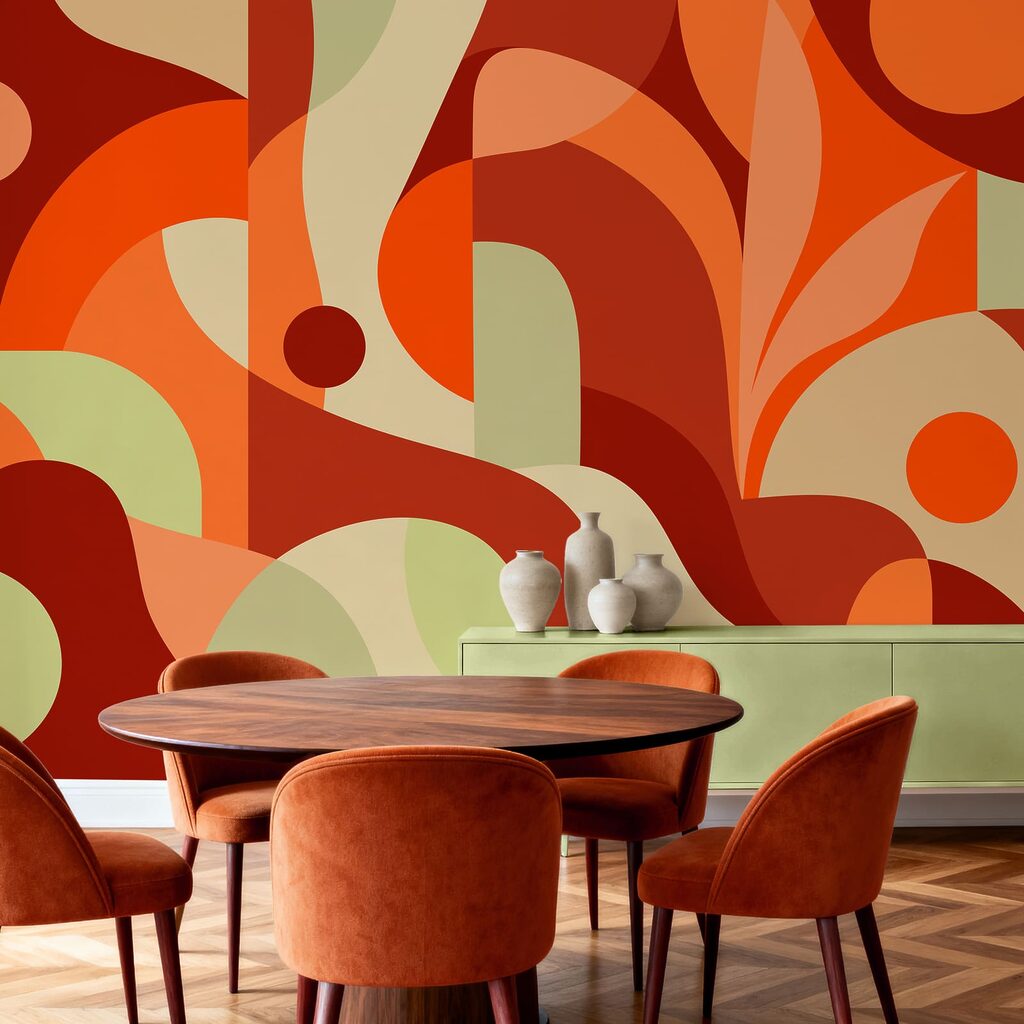 Kleurbanen rond kleine bladtakken — interieur 1