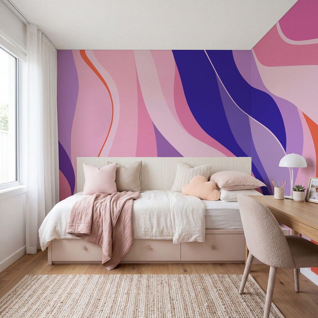 Kleurrijke achtergrond met lijnen in een interieur