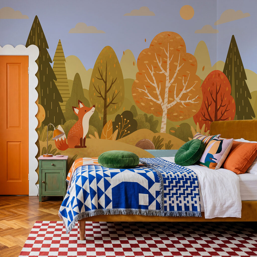 Een vos die op een heuvel bij een rivier zit — interieur 2