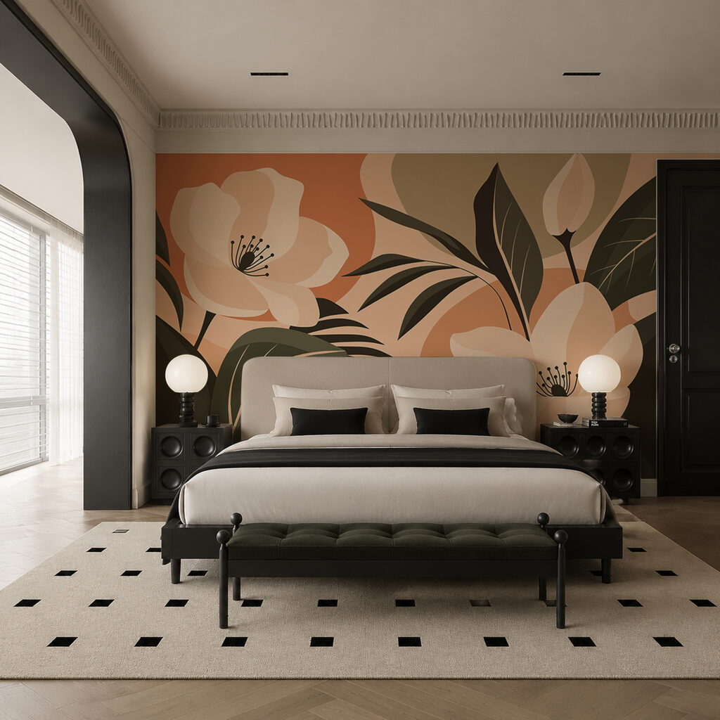 Zachte bloemen tegen een warme achtergrond in een interieur