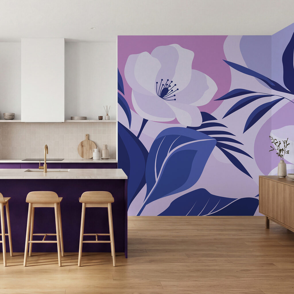 Bloemen tussen gekleurde bladvormen — interieur 3