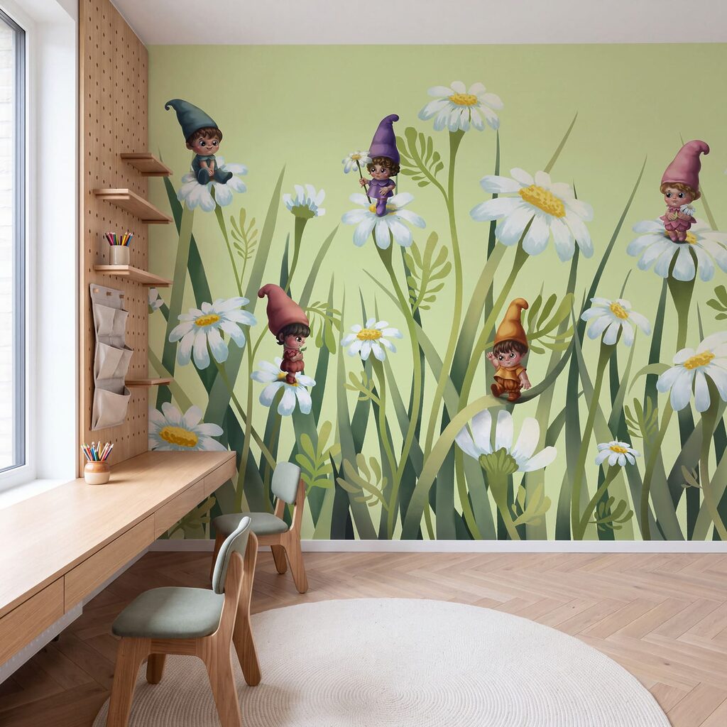 Kabouters tussen hoge bloemen — interieur 2