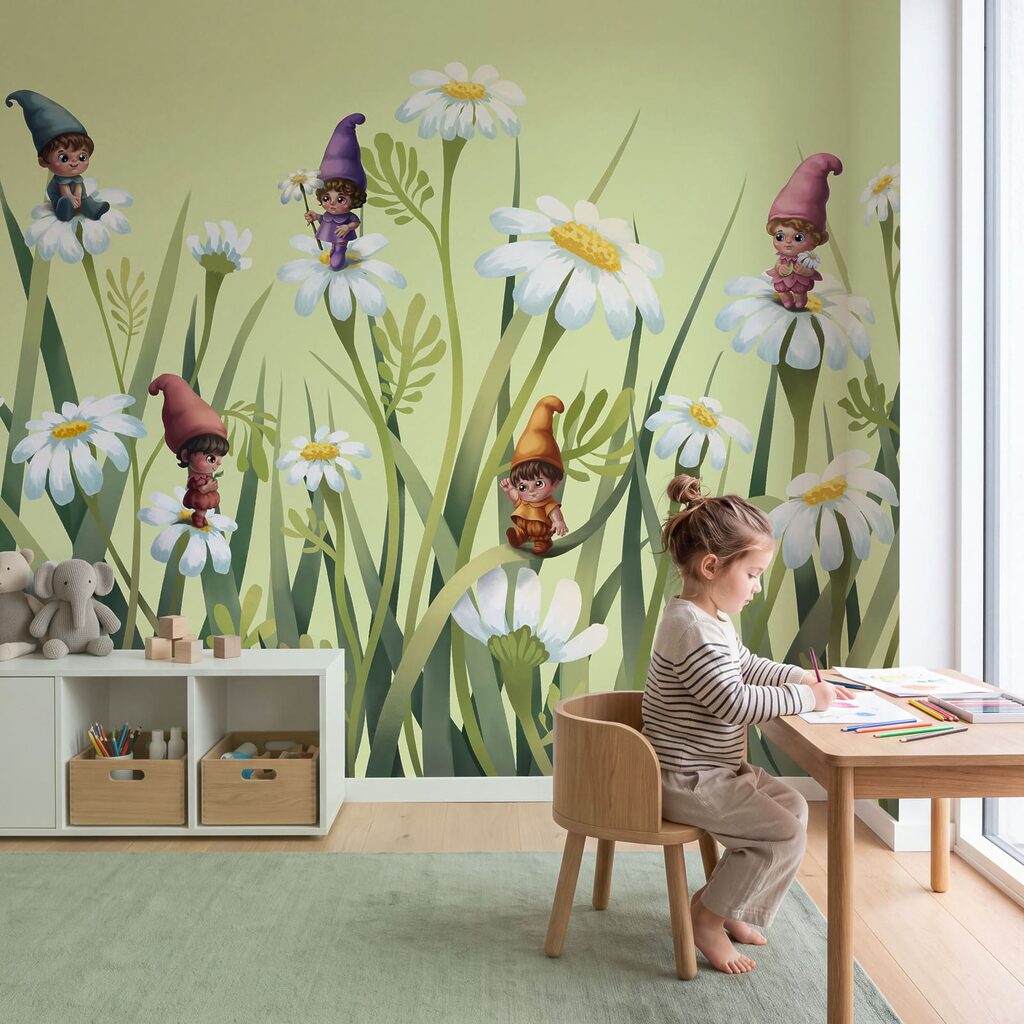 Kabouters tussen hoge bloemen — interieur 3