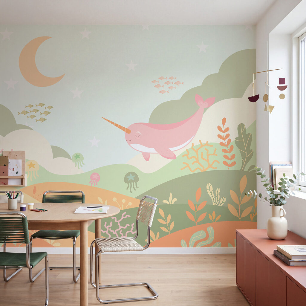 Narwal boven golvende zeetuinen — interieur 1