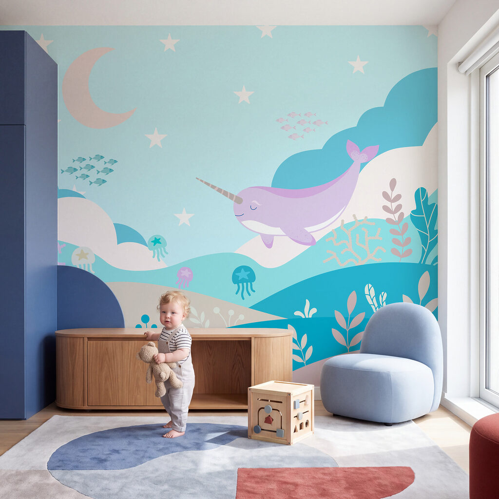 Narwal boven golvende zeetuinen — interieur 2