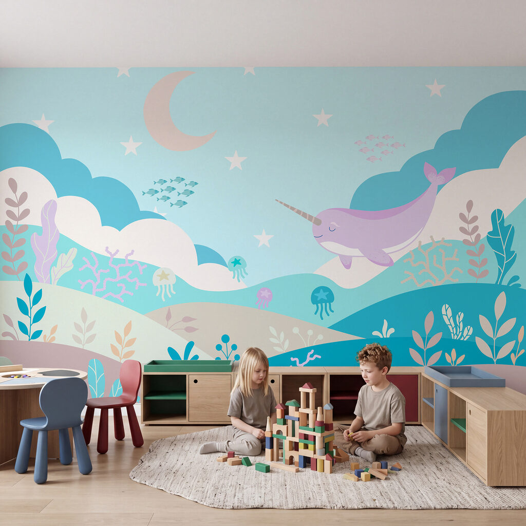 Narwal boven golvende zeetuinen — interieur 3