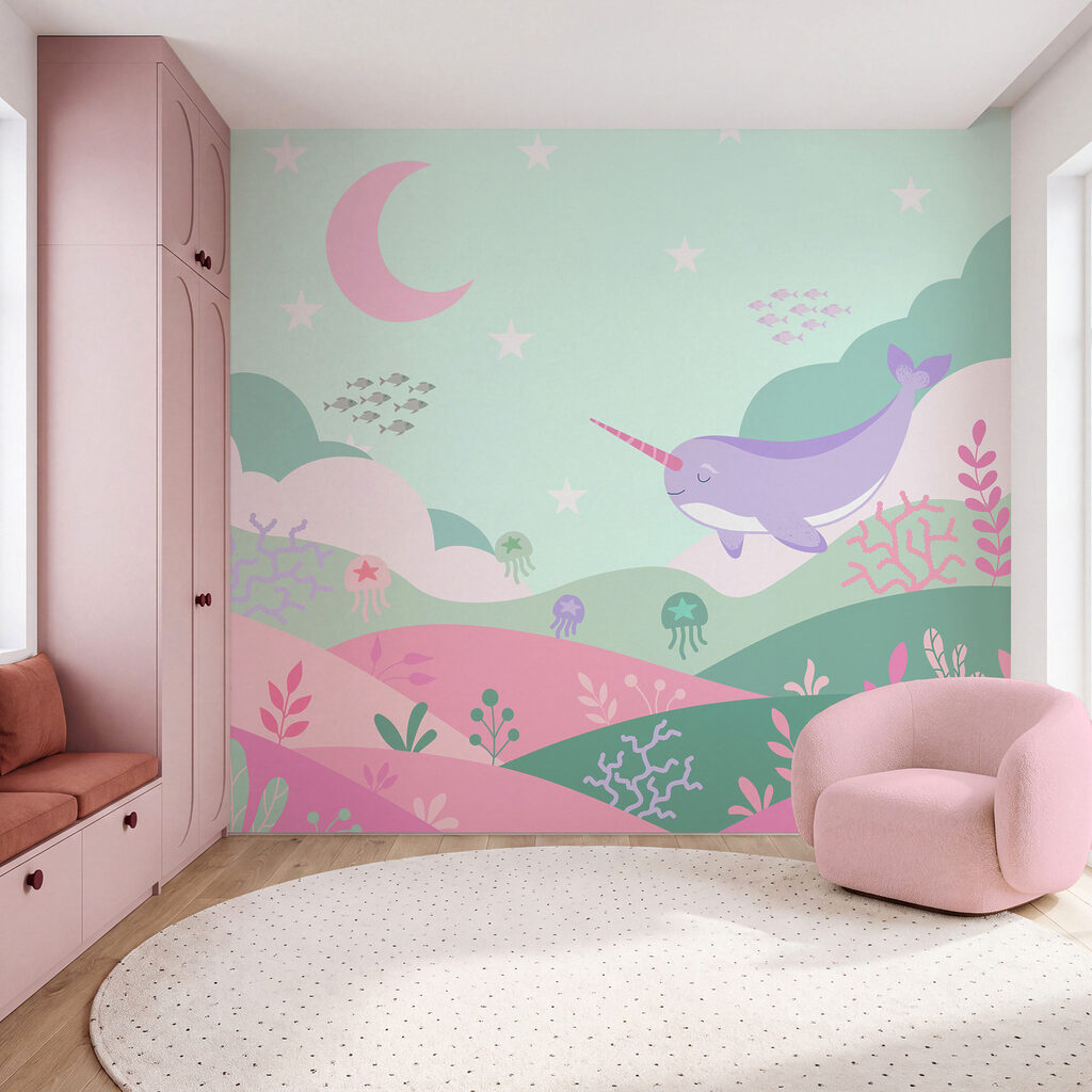 Narwal boven golvende zeetuinen — interieur 2
