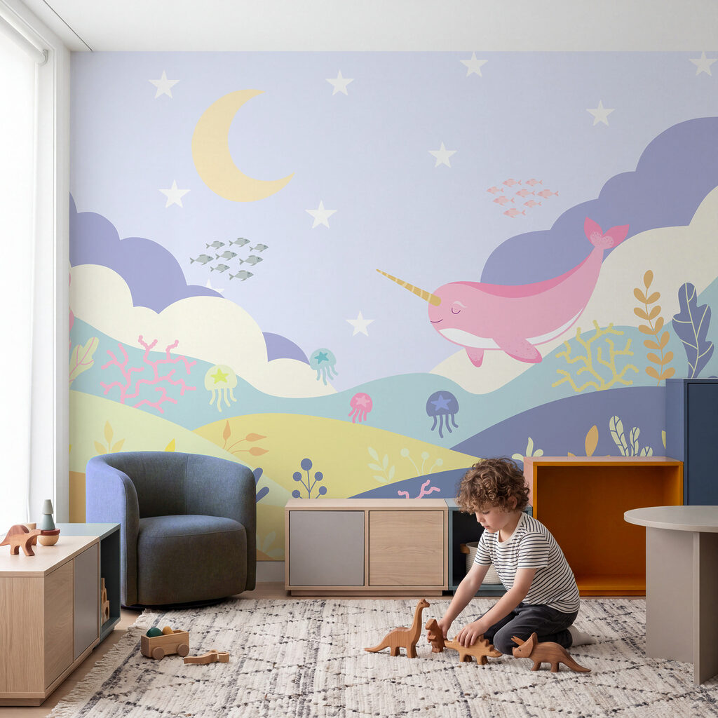 Narwal boven golvende zeetuinen — interieur 3