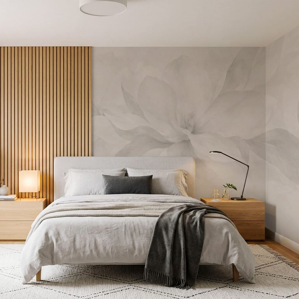 Zachte bloemmotieven in ingetogen tinten — interieur 1