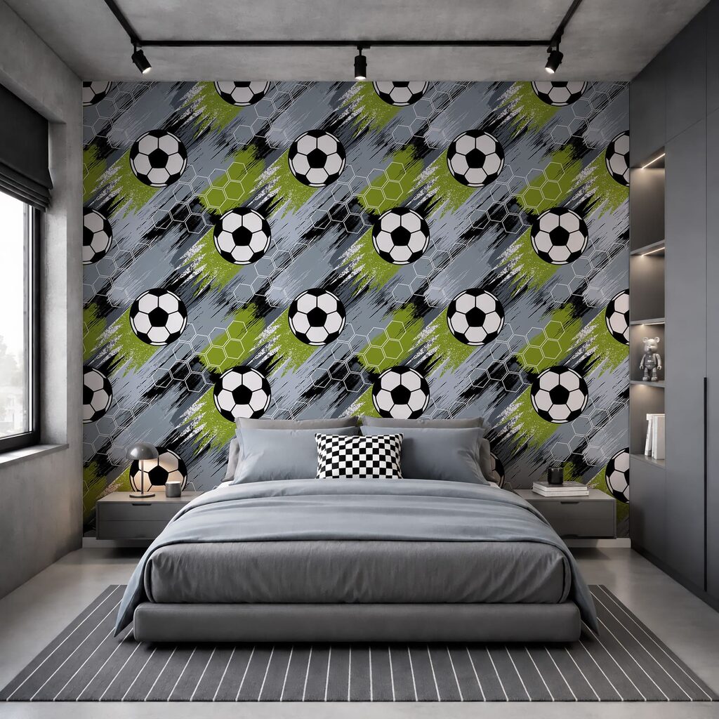 Voetballen tussen schuine verfstreken — interieur 2