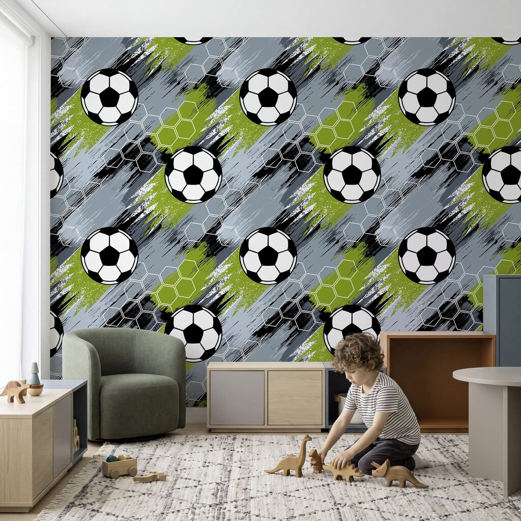 Voetballen tussen schuine verfstreken — interieur 3