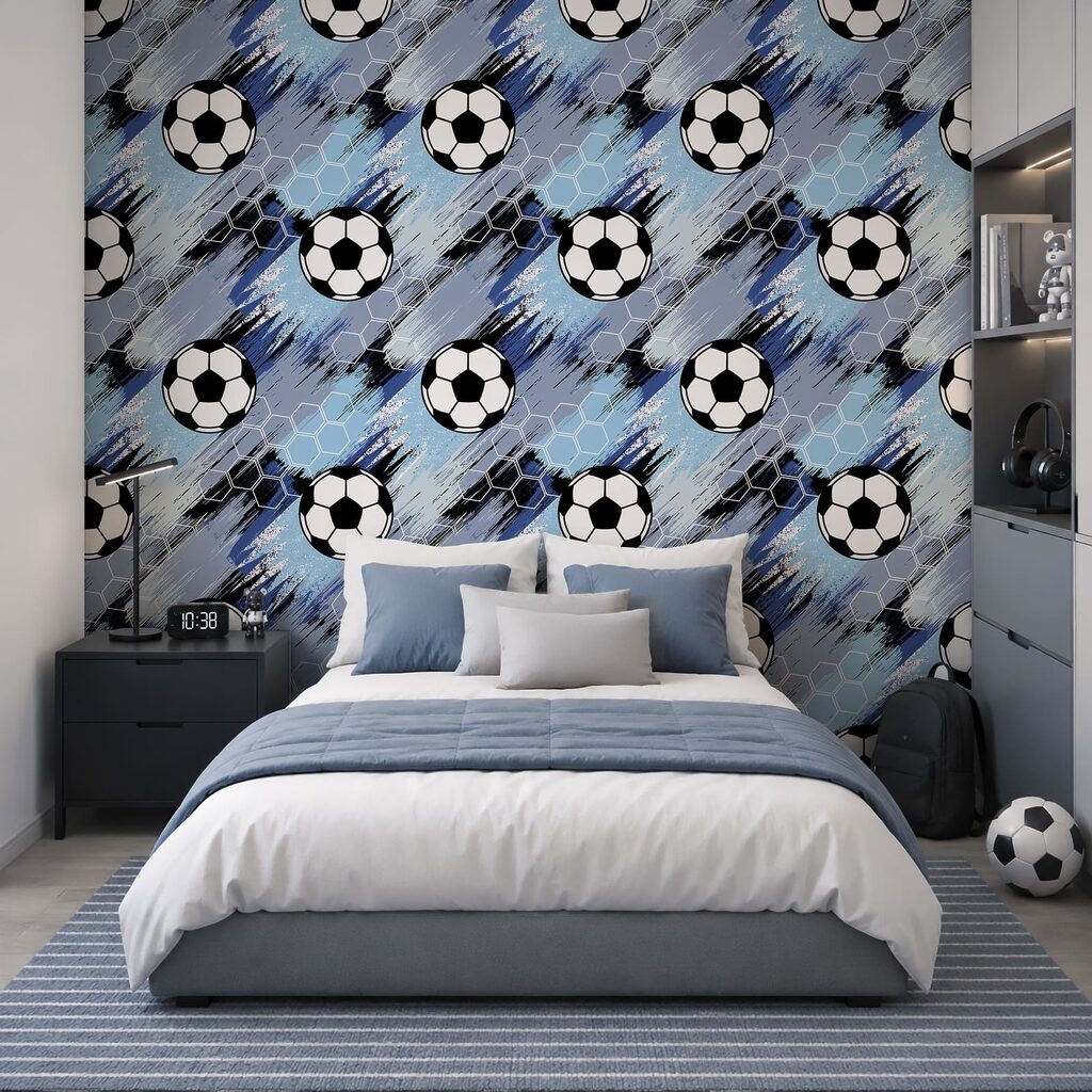 Voetballen tussen schuine verfstreken — interieur 1