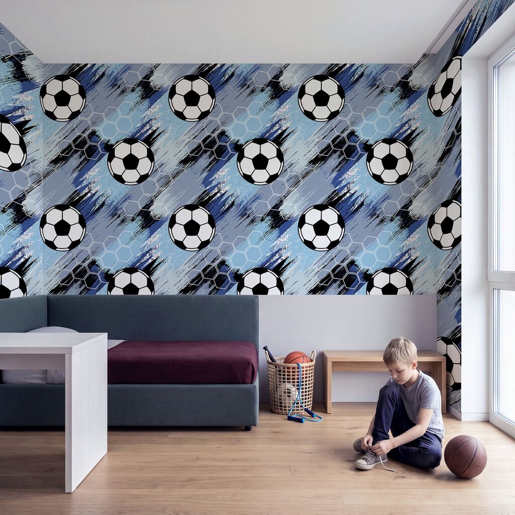 Voetballen tussen schuine verfstreken — interieur 2