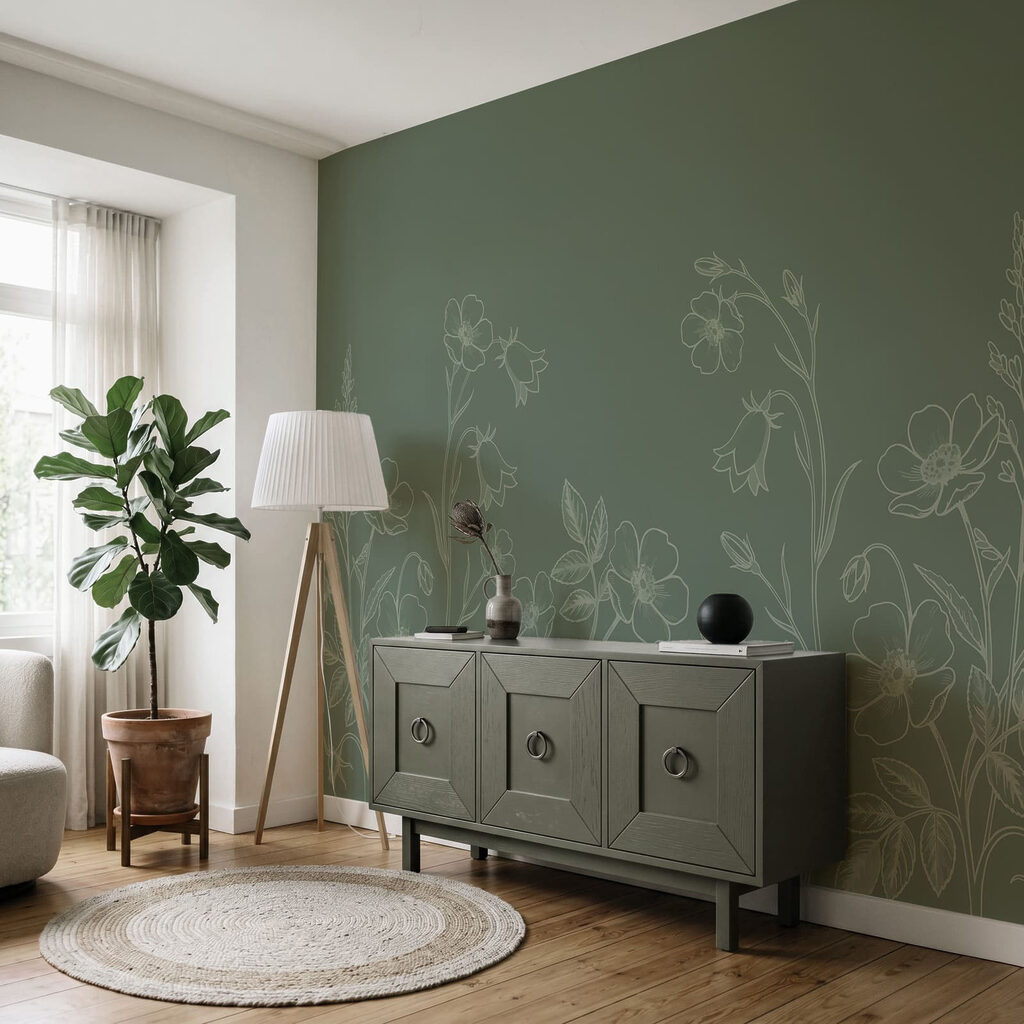Fijne bloemlijnen langs onderrand — interieur 1