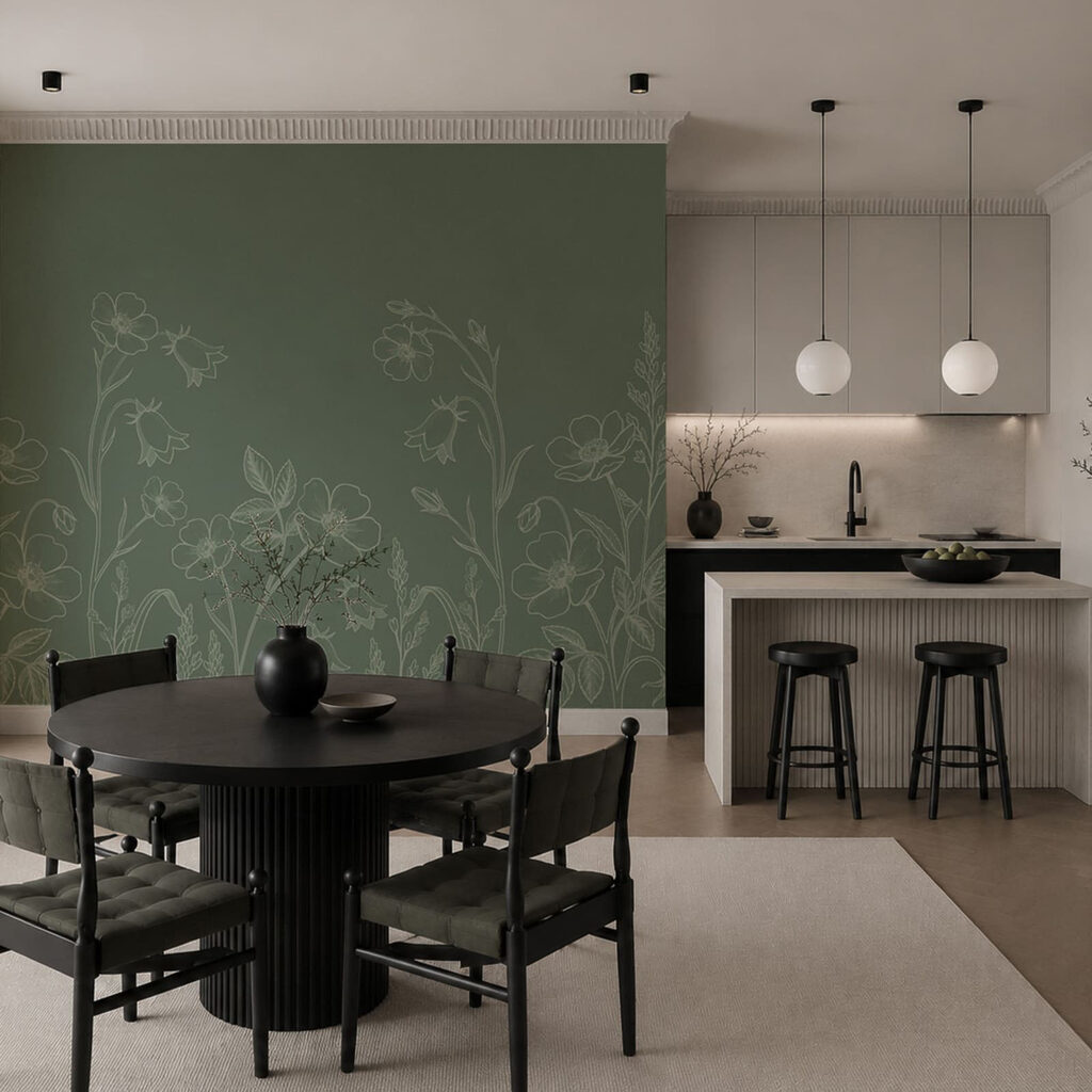 Fijne bloemlijnen langs onderrand — interieur 3