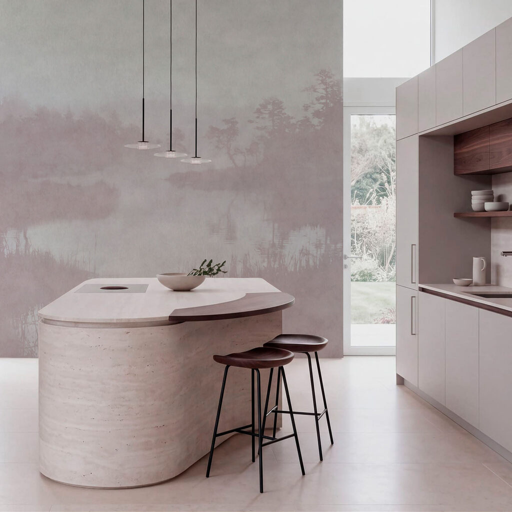 Rivier tussen vage boomranden — interieur 3