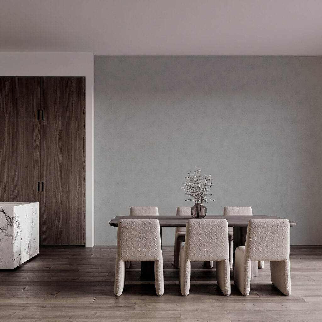 Wit oppervlak met kleine stippen — interieur 1