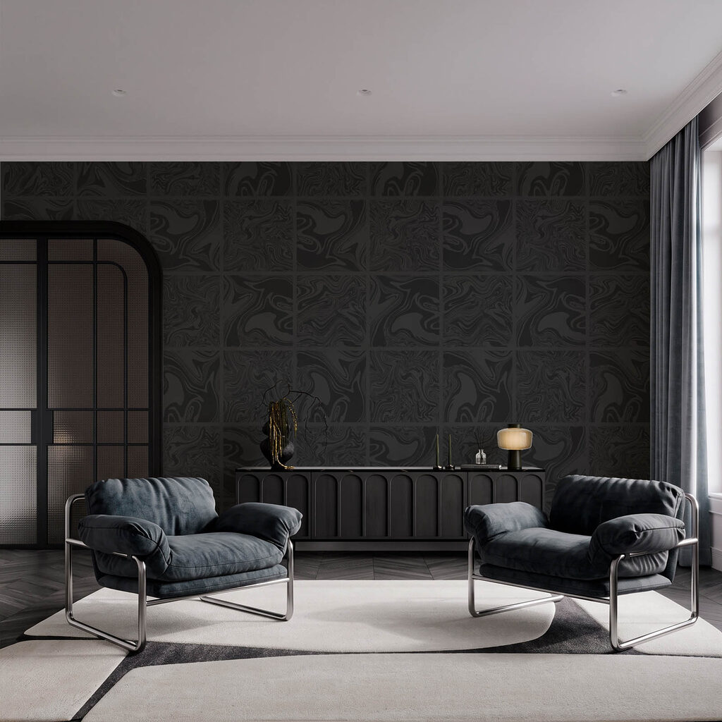 Zwart vierkantpatroon met zwarte vierkanten — interieur 2