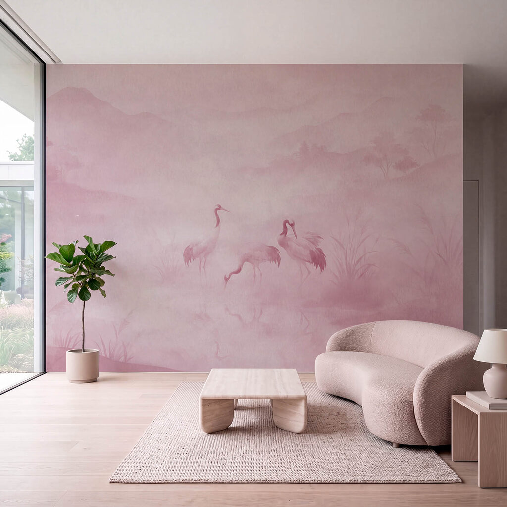 Kraanvogels in stille moerasnevel — interieur 2