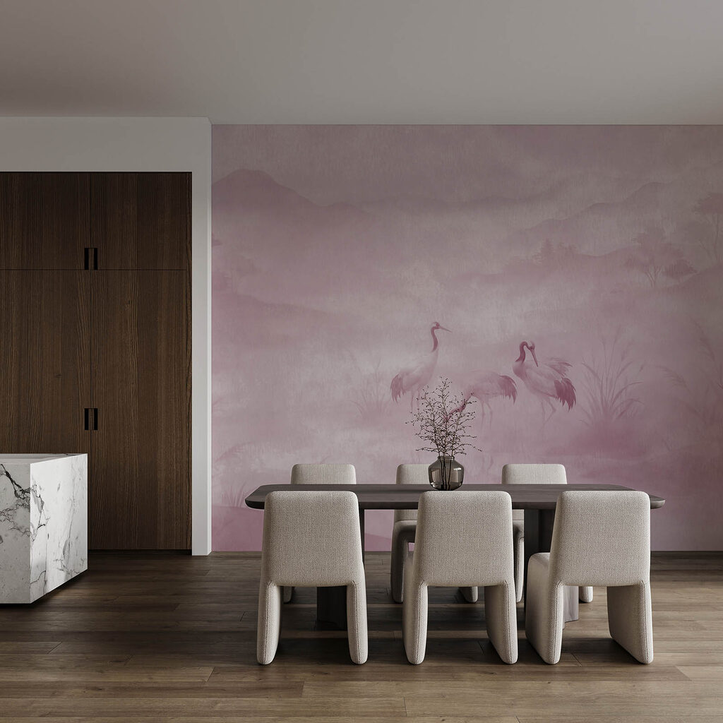 Kraanvogels in stille moerasnevel — interieur 3