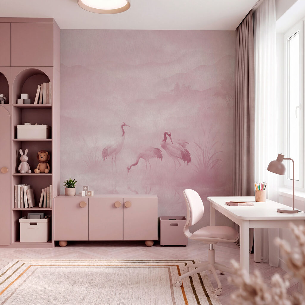 Kraanvogels in stille moerasnevel — interieur 1