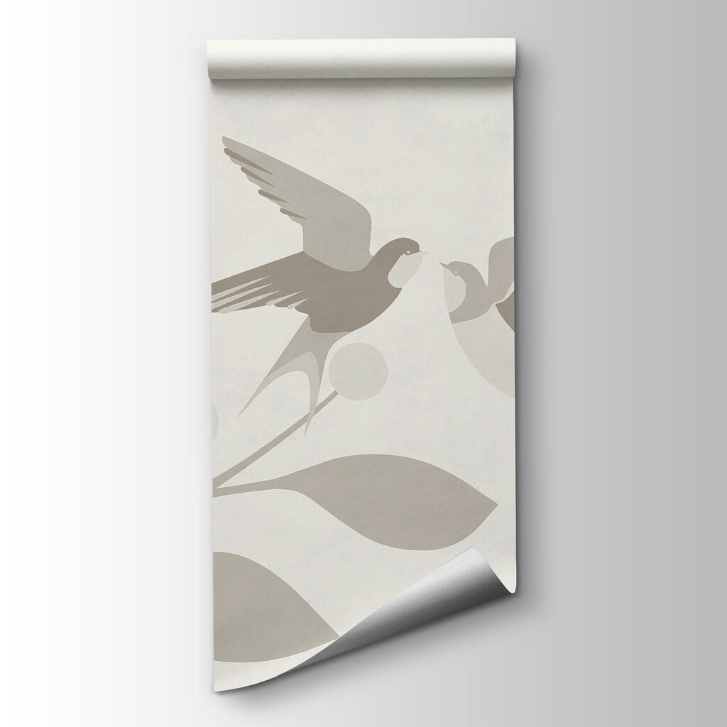 Witte achtergrond met vogels en bladeren — productweergave