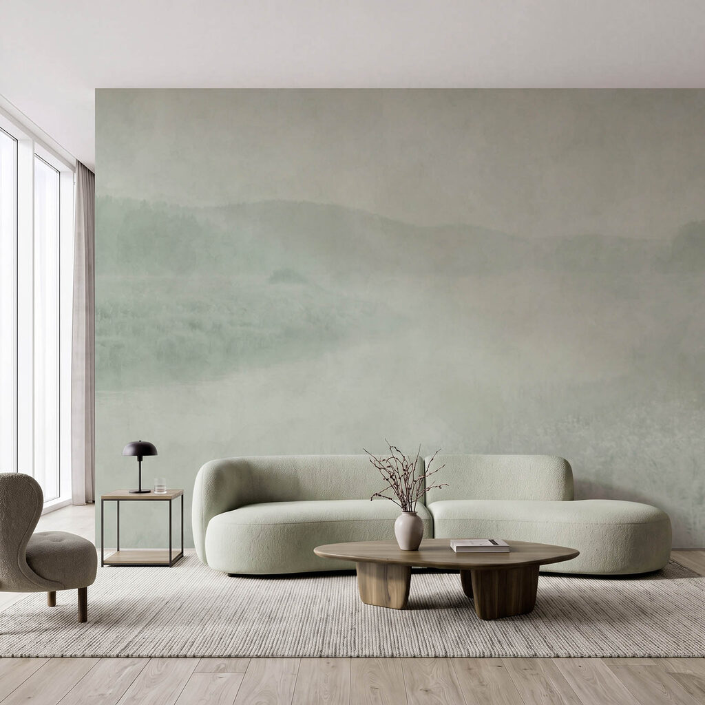 Groene heuvels in mist — interieur 2