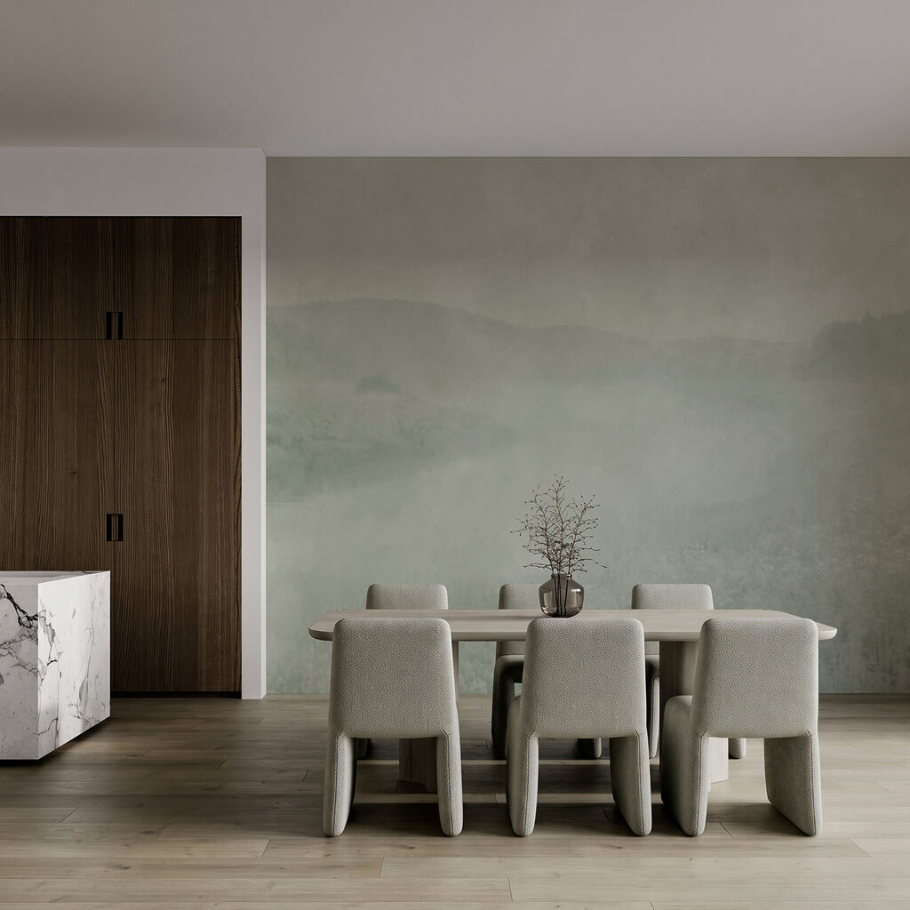 Groene heuvels in mist — interieur 3