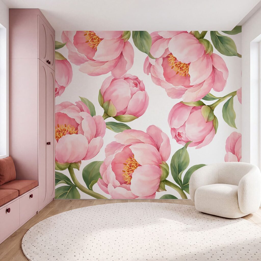 Roze bloemen volledig open — interieur 5
