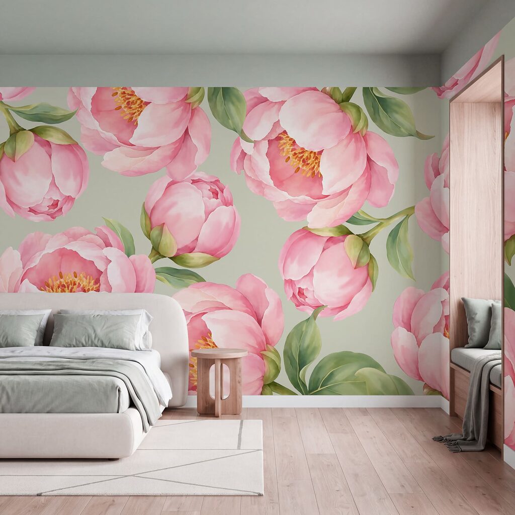 Roze bloemen volledig open — interieur 1