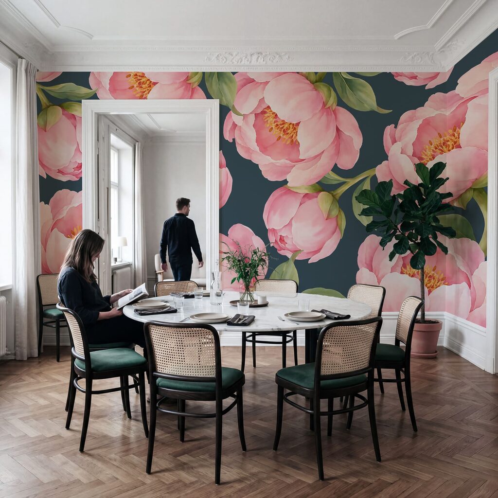 Roze bloemen volledig open — interieur 4