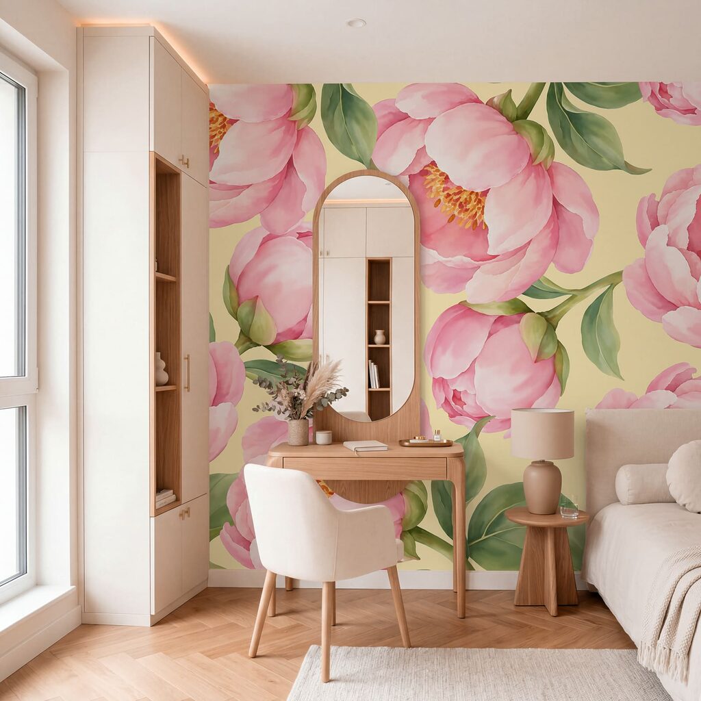 Roze bloemen volledig open — interieur 1